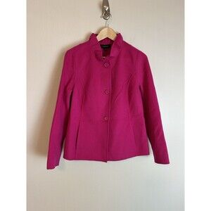 Talbots Wool Size 6 Fuchsia Pink Warm Jacket Women's Outerwear Felt Ruffle